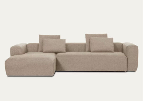 Угловой диван 4-местный с левым шезлонгом La Forma BLOK S572GR39 Бежевый 330 см-5