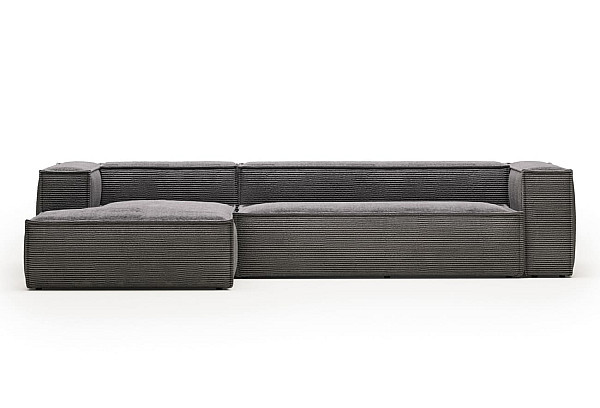 Кутовий диван 4-місний з лівим шезлонгом La Forma BLOK S572LN15 Сірий вельвет 330 см-2