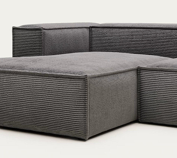 Кутовий диван 4-місний з лівим шезлонгом La Forma BLOK S572LN15 Сірий вельвет 330 см-7