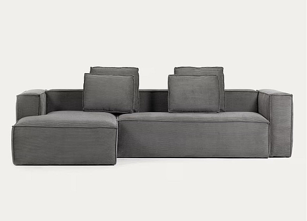 Кутовий диван 4-місний з лівим шезлонгом La Forma BLOK S572LN15 Сірий вельвет 330 см-4