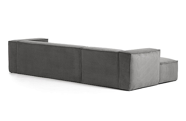 Кутовий диван 4-місний з лівим шезлонгом La Forma BLOK S572LN15 Сірий вельвет 330 см-6