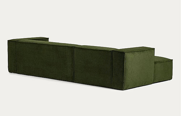 Угловой диван 4-местный с левым шезлонгом La Forma BLOK S572LN19 Зеленый вельвет 330 см-6