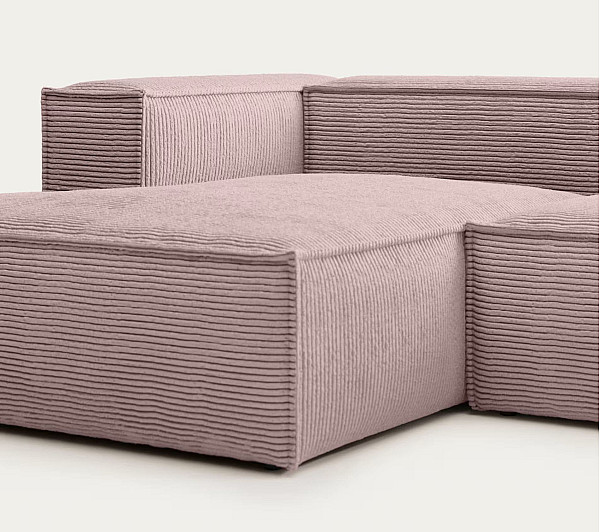 Угловой диван 4-местный с левым шезлонгом La Forma BLOK S572LN24 Розовый вельвет 330 см-8