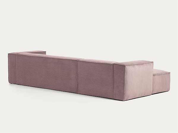 Угловой диван 4-местный с левым шезлонгом La Forma BLOK S572LN24 Розовый вельвет 330 см-7