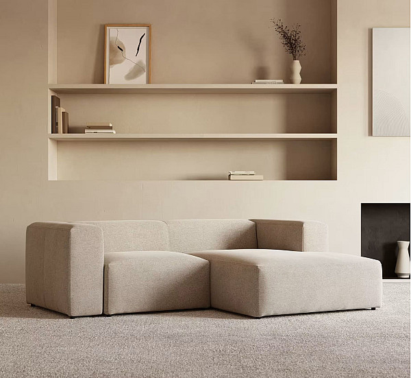 Угловой диван 2-местный с правым шезлонгом La Forma BLOK S574GR39 Бежевый 240 см-0