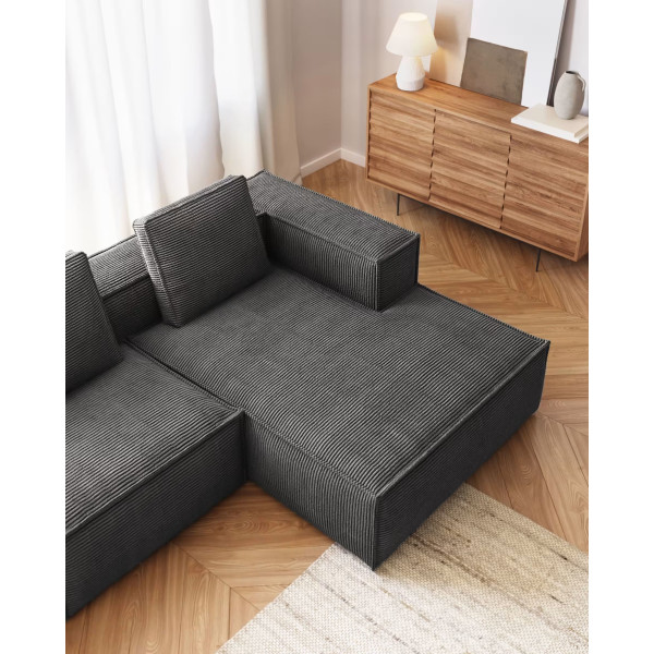 Кутовий диван 2-місний з правим шезлонгом La Forma BLOK S574LN15 Сірий вельвет 240 см-2