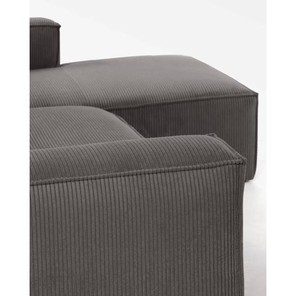 Кутовий диван 2-місний з правим шезлонгом La Forma BLOK S574LN15 Сірий вельвет 240 см-8