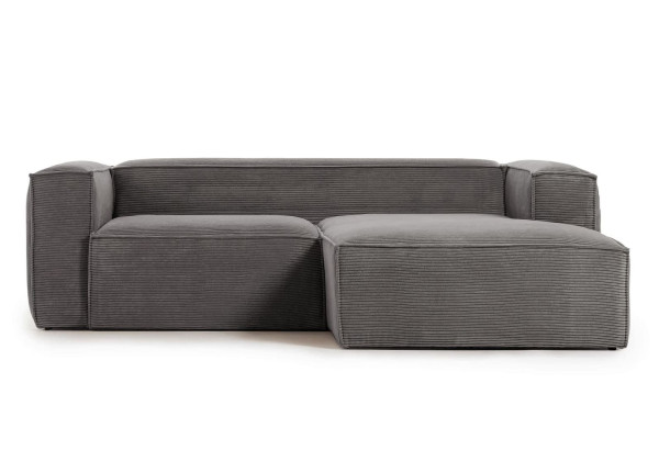 Кутовий диван 2-місний з правим шезлонгом La Forma BLOK S574LN15 Сірий вельвет 240 см-3