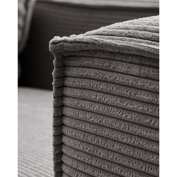 Кутовий диван 2-місний з правим шезлонгом La Forma BLOK S574LN15 Сірий вельвет 240 см-9