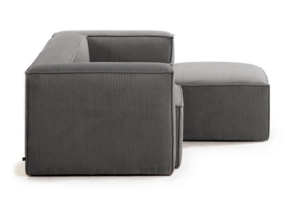Кутовий диван 2-місний з правим шезлонгом La Forma BLOK S574LN15 Сірий вельвет 240 см-5