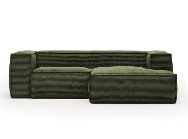 Угловой диван 2-местный с правым шезлонгом La Forma BLOK S574LN19 Зеленый вельвет 240 см-3