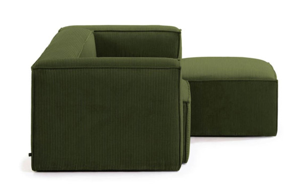 Угловой диван 2-местный с правым шезлонгом La Forma BLOK S574LN19 Зеленый вельвет 240 см-5