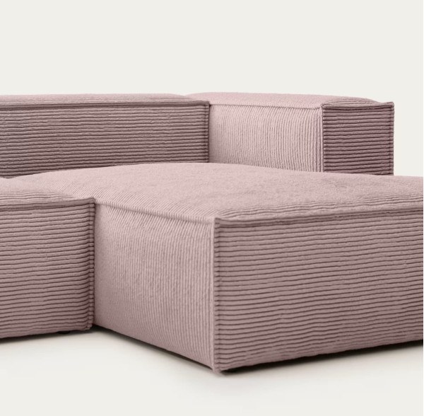 Кутовий диван 2-місний з правим шезлонгом La Forma BLOK S574LN24 Рожевий вельвет 240 см-6