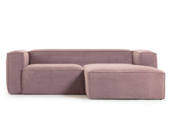 Кутовий диван 2-місний з правим шезлонгом La Forma BLOK S574LN24 Рожевий вельвет 240 см-2