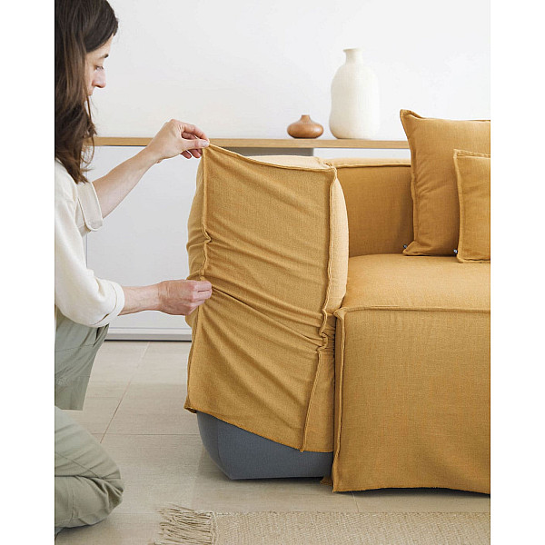 Кутовий диван 2-місний з правим шезлонгом La Forma BLOK S574SN81 Гірчичний 240 см-1