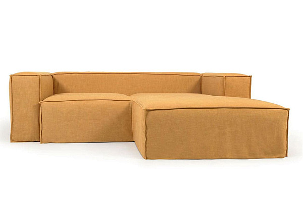Кутовий диван 2-місний з правим шезлонгом La Forma BLOK S574SN81 Гірчичний 240 см-2