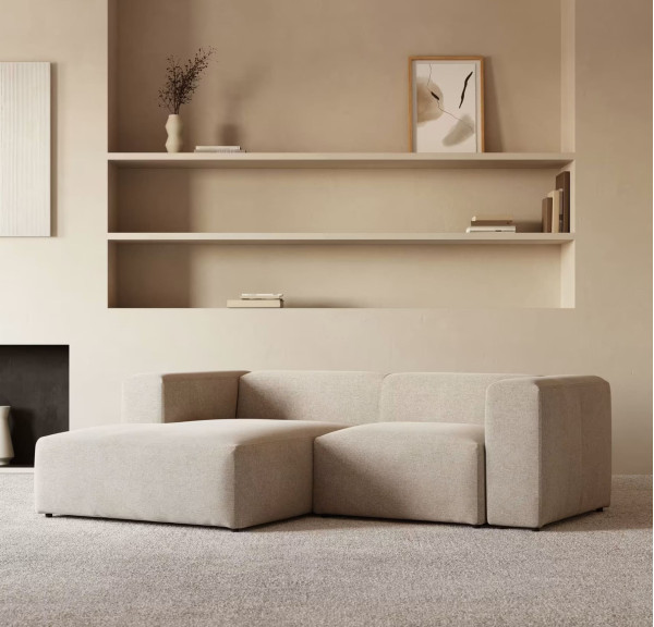 Угловой диван 2-местный с левым шезлонгом La Forma BLOK S575GR39 Бежевый 240 см-0