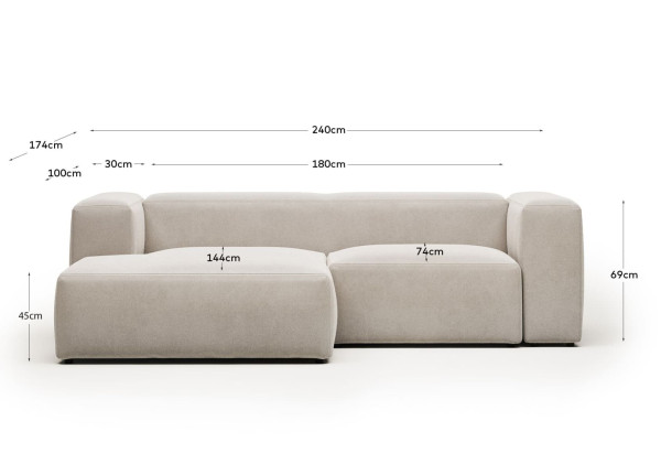 Угловой диван 2-местный с левым шезлонгом La Forma BLOK S575GR39 Бежевый 240 см-9