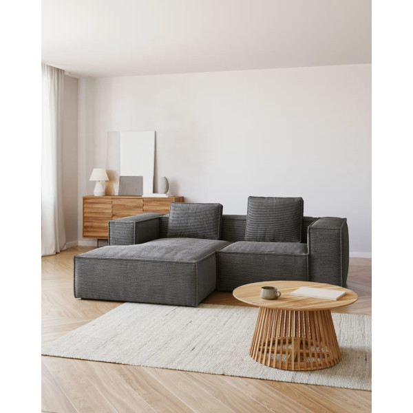 Кутовий диван 2-місний з лівим шезлонгом La Forma BLOK S575LN15 Сірий вельвет 240 см-1