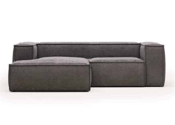 Кутовий диван 2-місний з лівим шезлонгом La Forma BLOK S575LN15 Сірий вельвет 240 см-3