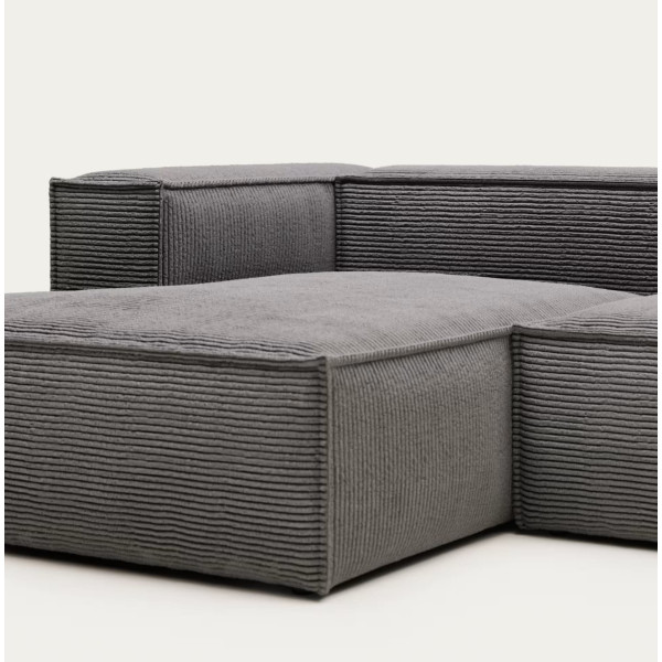 Кутовий диван 2-місний з лівим шезлонгом La Forma BLOK S575LN15 Сірий вельвет 240 см-7