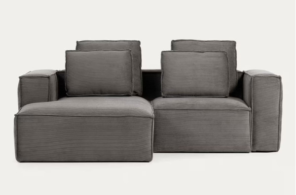 Кутовий диван 2-місний з лівим шезлонгом La Forma BLOK S575LN15 Сірий вельвет 240 см-4