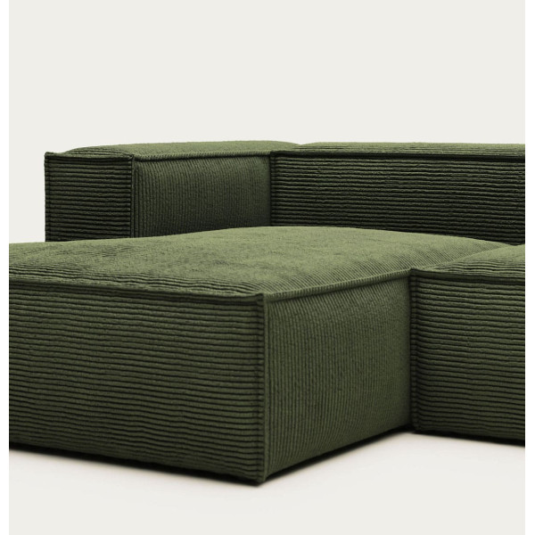 Кутовий диван 2-місний з лівим шезлонгом La Forma BLOK S575LN19 Зелений вельвет 240 см-6