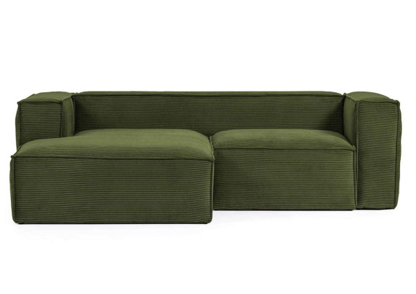 Кутовий диван 2-місний з лівим шезлонгом La Forma BLOK S575LN19 Зелений вельвет 240 см-1