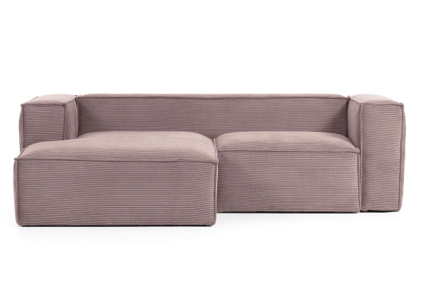 Кутовий диван 2-місний з лівим шезлонгом La Forma BLOK S575LN24 Рожевий вельвет 240 см-2