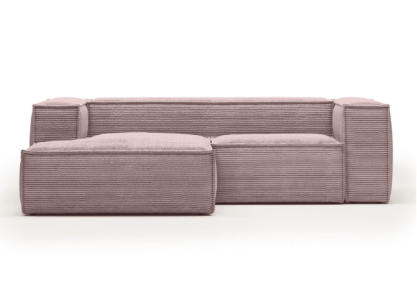 Кутовий диван 2-місний з лівим шезлонгом La Forma BLOK S575LN24 Рожевий вельвет 240 см-3