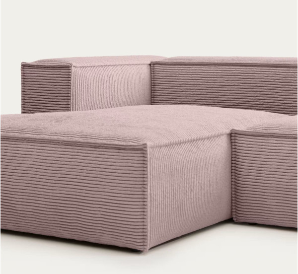 Кутовий диван 2-місний з лівим шезлонгом La Forma BLOK S575LN24 Рожевий вельвет 240 см-7