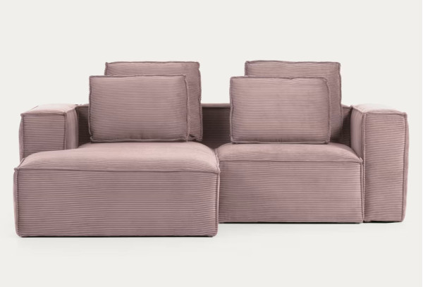 Кутовий диван 2-місний з лівим шезлонгом La Forma BLOK S575LN24 Рожевий вельвет 240 см-4