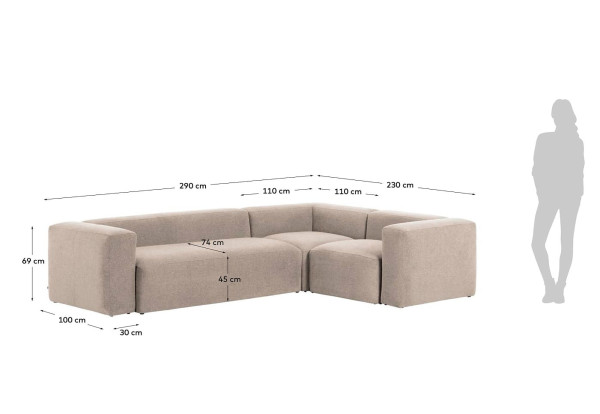 Угловой диван 4-местный La Forma BLOK S683GR39 Бежевый 320х230 см-10