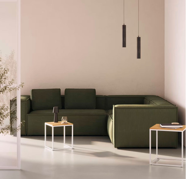 Угловой диван 4-местный La Forma BLOK S683LN19 Зеленый вельвет 320х230 см / 230х320 см-0