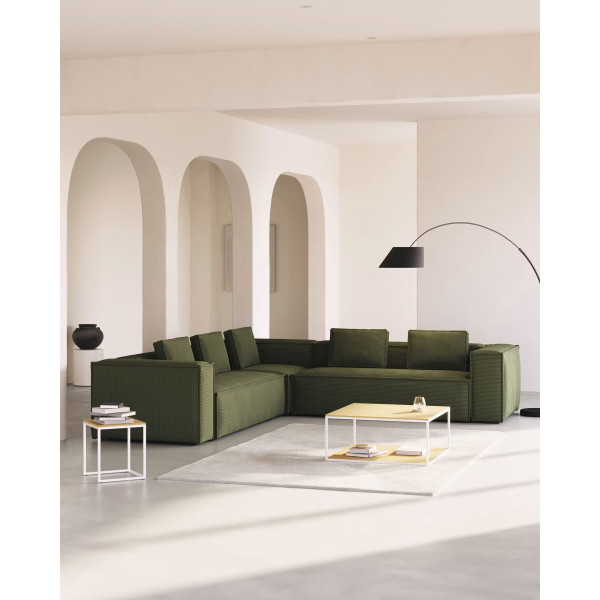 Угловой диван 6-местный La Forma BLOK S684LN19 Зеленый вельвет 320х320 см-1