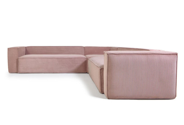 Кутовий диван 6-місний La Forma BLOK S684LN24 Рожевий вельвет 320х320 см-3