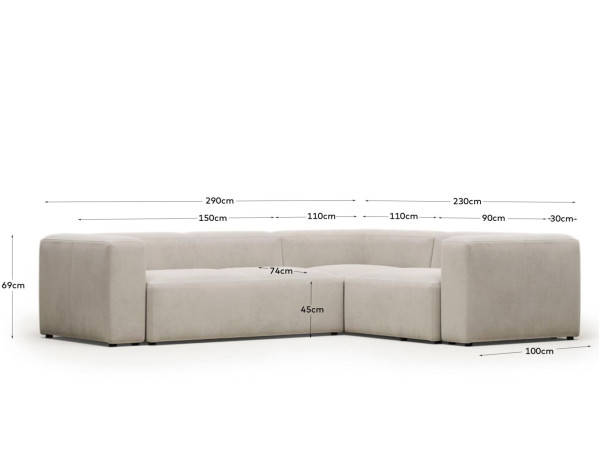 Угловой диван 3-местный La Forma BLOK S717GR39 Бежевый 290х230 см-9