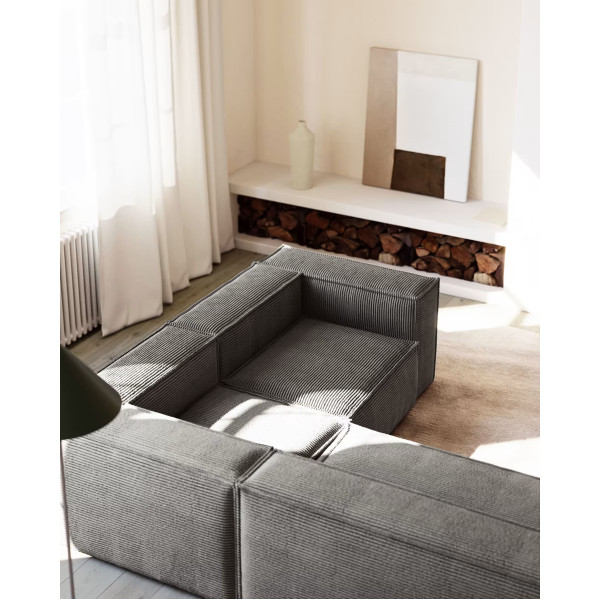 Угловой диван 3-местный La Forma BLOK S717LN15 Серый вельвет 290х230 см / 230х290 см-2