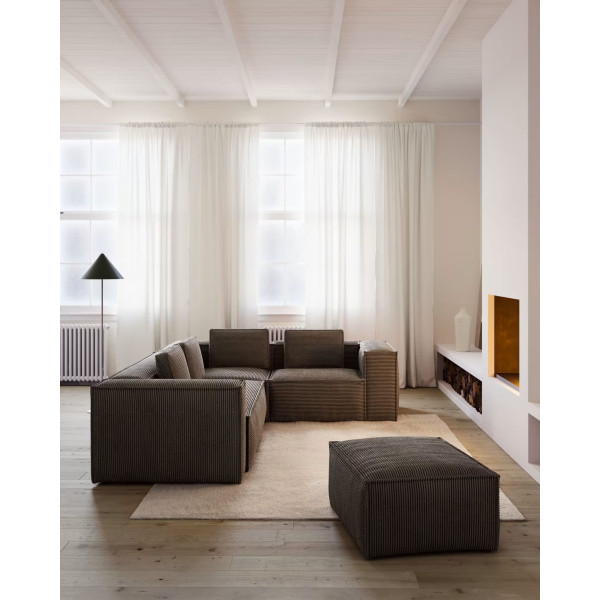 Угловой диван 3-местный La Forma BLOK S717LN15 Серый вельвет 290х230 см / 230х290 см-1