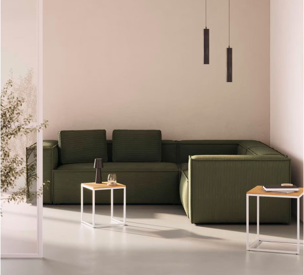 Угловой диван 3-местный La Forma BLOK S717LN19 Зеленый вельвет 290х230 см / 230х290 см-0
