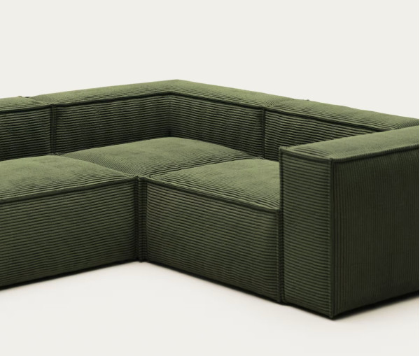 Угловой диван 3-местный La Forma BLOK S717LN19 Зеленый вельвет 290х230 см / 230х290 см-5