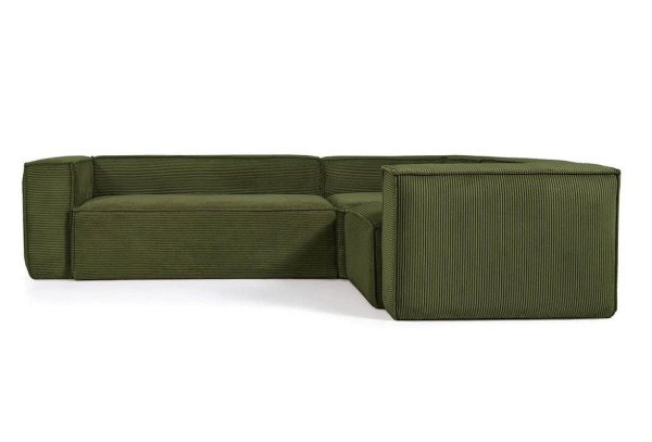 Угловой диван 3-местный La Forma BLOK S717LN19 Зеленый вельвет 290х230 см / 230х290 см-3