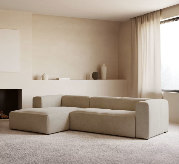 Угловой диван 3-местный с левым шезлонгом La Forma BLOK S751GR39 Бежевый 300 см-0