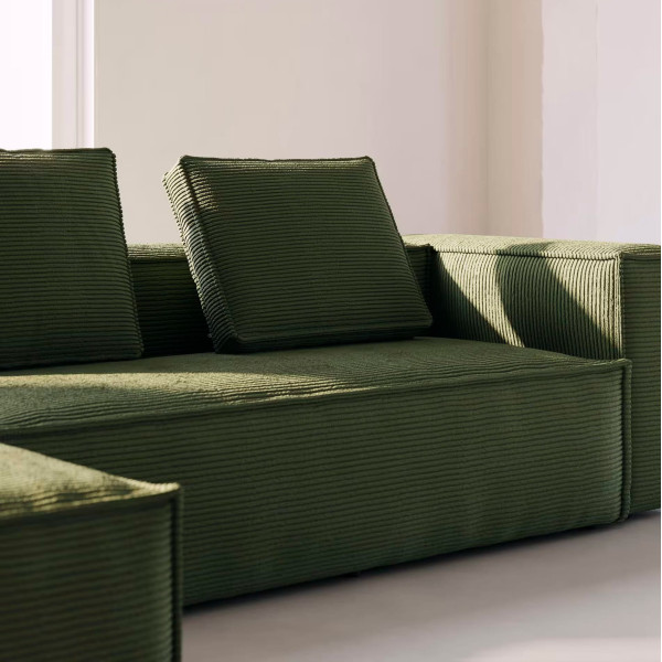 Угловой диван 3-местный с левым шезлонгом La Forma BLOK S751LN19 Зеленый вельвет 300 см-2