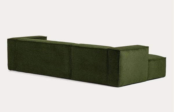 Угловой диван 3-местный с левым шезлонгом La Forma BLOK S751LN19 Зеленый вельвет 300 см-6