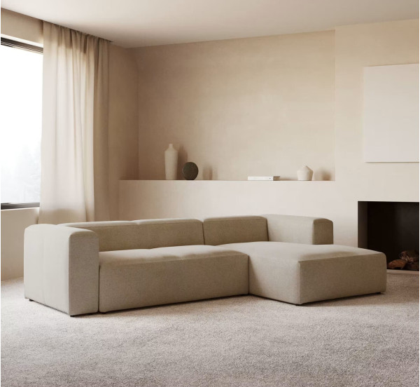 Кутовий диван 3-місний з правим шезлонгом La Forma BLOK S752GR39 Бежевий 300 см-0