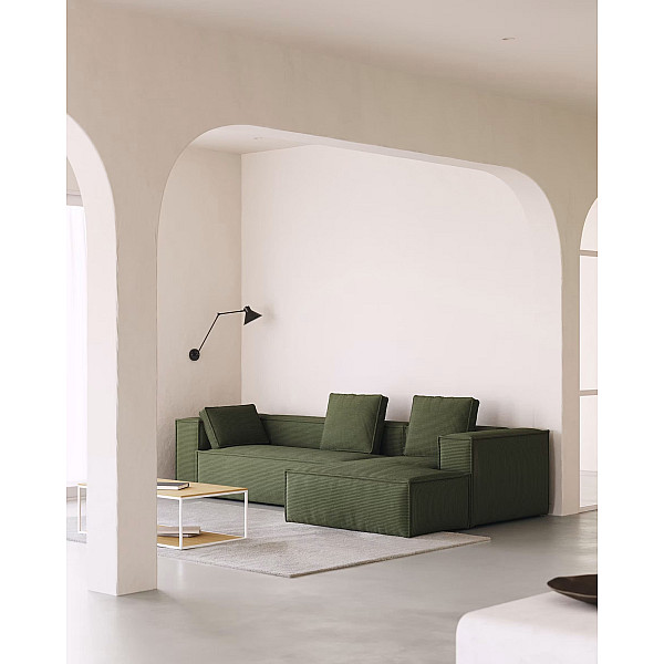 Кутовий 3-місний диван з правим шезлонгом La Forma BLOK S752LN19 Зелений вельвет 300 см-1