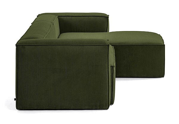 Кутовий 3-місний диван з правим шезлонгом La Forma BLOK S752LN19 Зелений вельвет 300 см-5