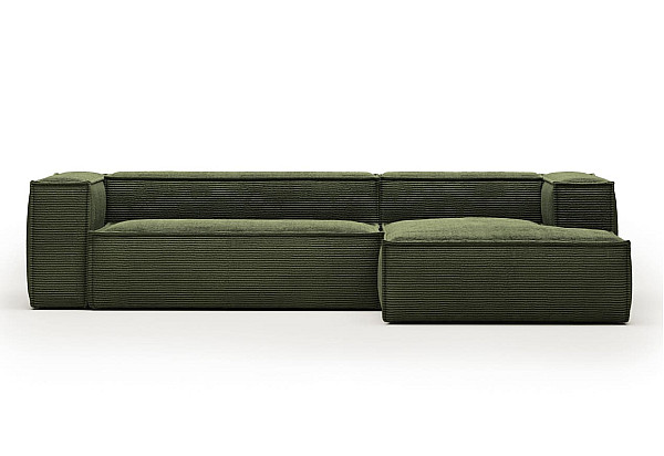 Кутовий 3-місний диван з правим шезлонгом La Forma BLOK S752LN19 Зелений вельвет 300 см-3