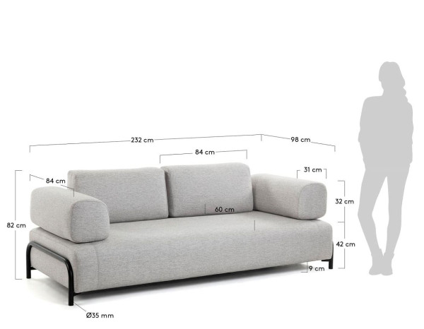Диван 3-местный La Forma COMPO S589BB12 Бежевый-10